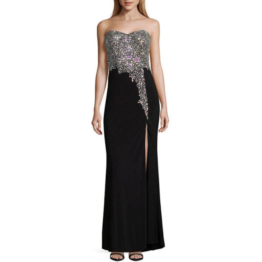 Silver Black Prom Dress